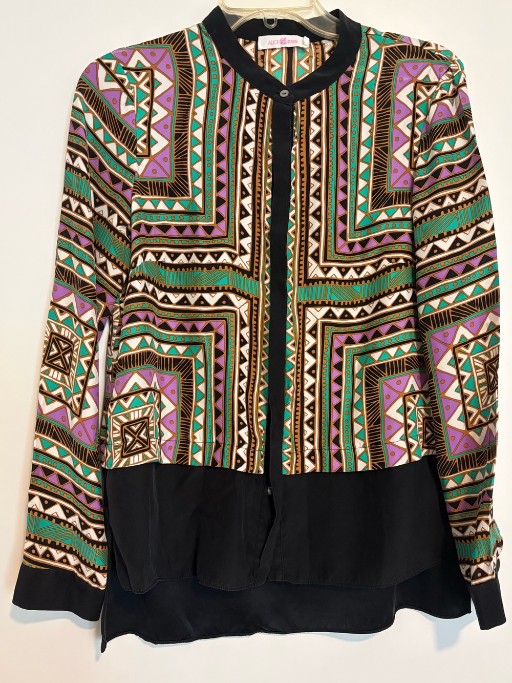 Alice & Trixie 100% Silk - Geometric - Multicolor Button Up Blouse - Size Small.